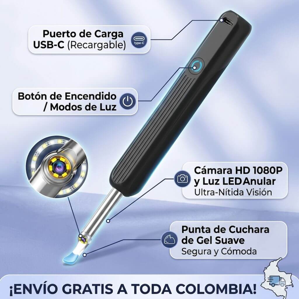 Limpiador de oidos con camara y luz led™